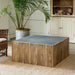 Park Hill Collection Coastal Cottage Aged Zinc Top Platform Coffee Table EFT06097 Park Hill Collection