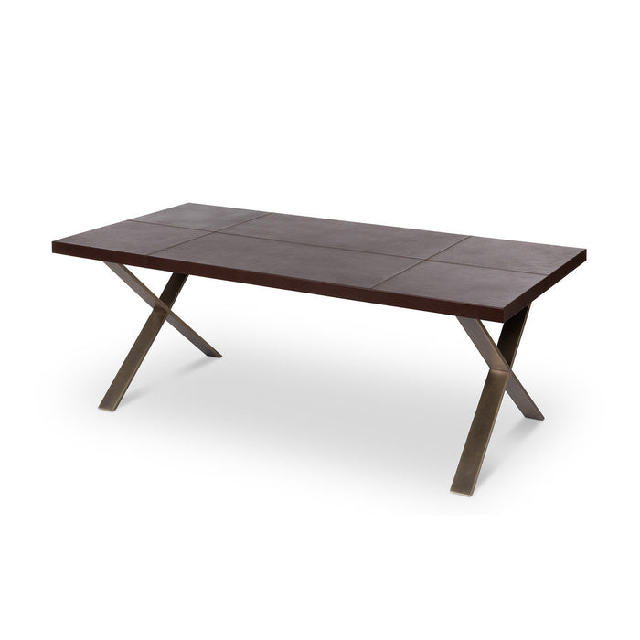 Park Hill Collection Rhodes Leather and Brass Dining Table EFT26321 Park Hill Collection