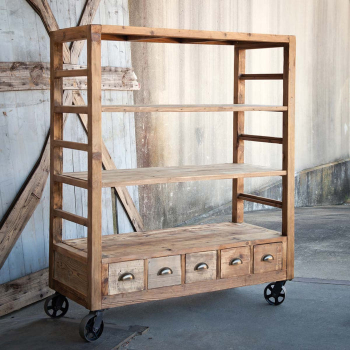 Park Hill Collection Pantry & Cafe Vintage-Style Rolling Factory Shelves EFT81937 Park Hill Collection