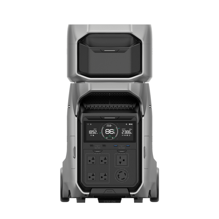 Green Vista Living EcoFlow DELTA Pro 3 + DELTA Pro 3 Extra Battery Solar Generator - Side View