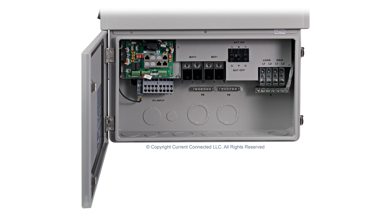 High quality photo of the EG4 - EG4INVFLXBOSS18V1 - FlexBOSS18 13kW AC Hybrid Inverter - Interior View. Photographed by Current Connected