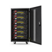 EG4 LifePower4 Lithium Batteries Kit - 30.72kWh - 6 Server Rack Batteries With Pre-Assembled Enclosed Rack - With Door & Wheels - Welded - Front view of EG4 LifePower4 V2 Lithium Batteries Kit showing 6 Server Rack Batteries With Pre-Assembled welded