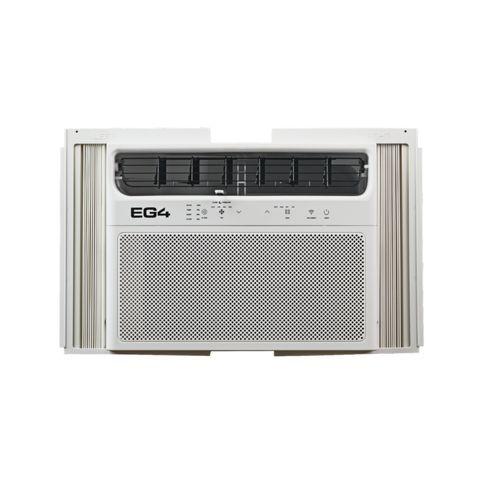 EG4 - Hybrid Solar Window Unit - 12000 BTU - EG4 Hybrid Solar Window AC unit featuring front vents, control panel, and white housing on a clean background.