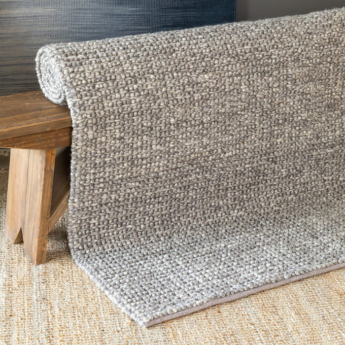 Park Hill Collection Coastal Cottage Aspen Hand Woven Natural Felted Wool Rug 9'x6', Ash EHF00582 Park Hill Collection
