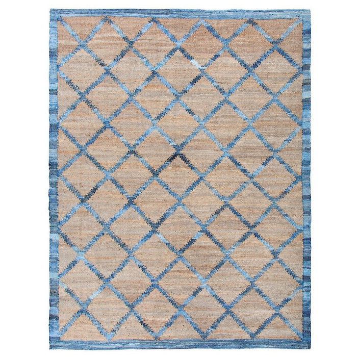 Park Hill Collection Coastal Cottage Hemp and Recycled Denim Windowpane Pattern Rug, 7'9" x 9'9" EHF06180 Park Hill Collection