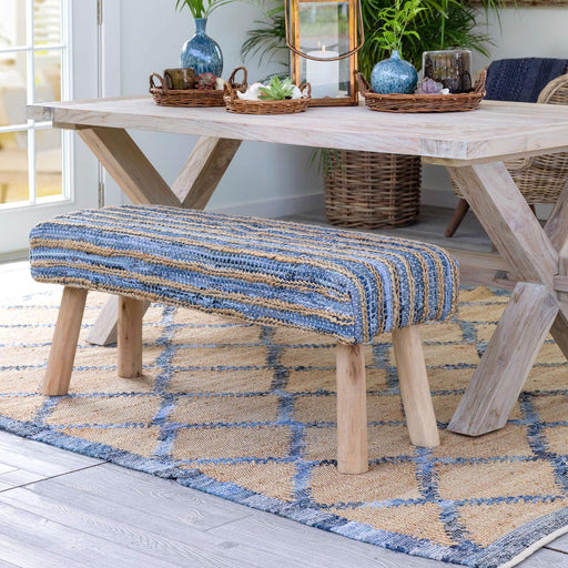 Park Hill Collection Coastal Cottage Hemp and Recycled Denim Windowpane Pattern Rug, 7'9" x 9'9" EHF06180 Park Hill Collection