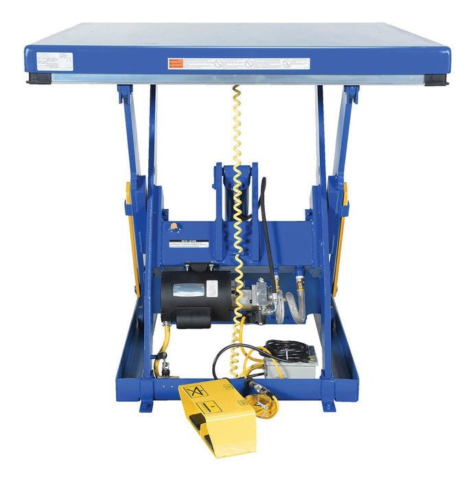 Vestil EHLT2448-3-43FC Steel Electric Hydraulic Lift Table with Foot Control 24 in. x 48 in. 3,000 lb. Capacity Blue