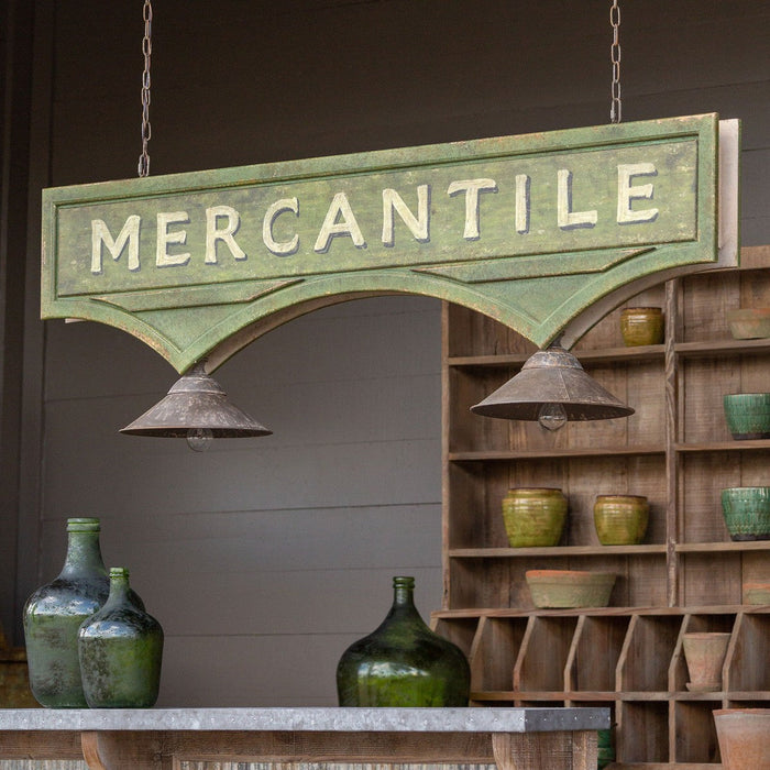 Park Hill Collection Garden Floral Mercantile Hanging Sign Light Fixture ELH01116 Park Hill Collection