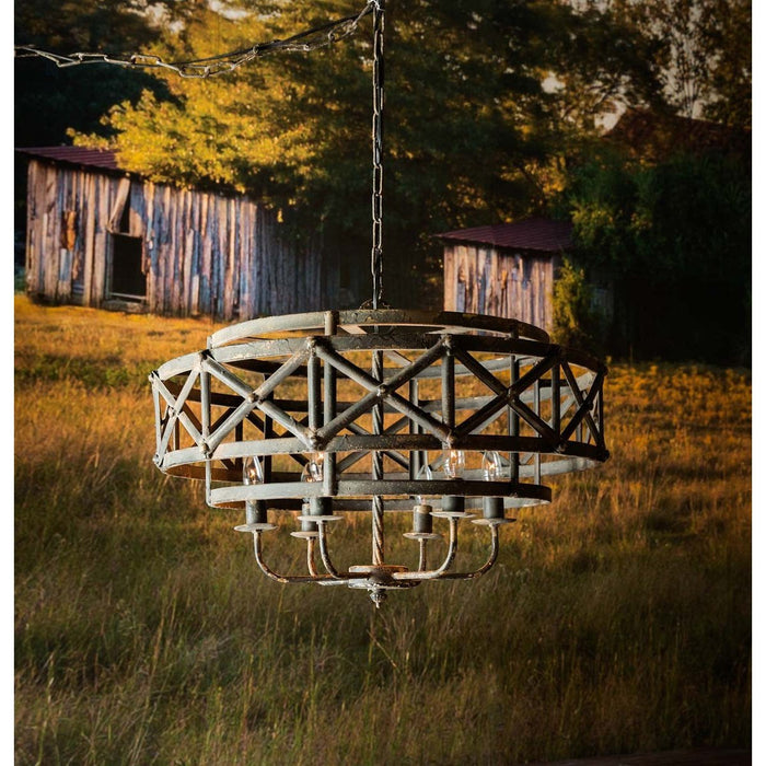 Park Hill Collection Manor Metal Industrial Trestle Chandelier ELH80656 Park Hill Collection