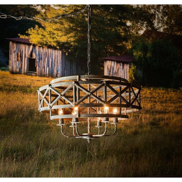 Park Hill Collection Manor Metal Industrial Trestle Chandelier ELH80656 Park Hill Collection