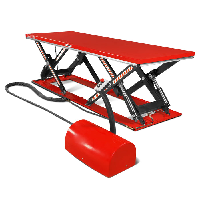 Stationary Electric Hydraulic Parallel Double Scissor Lift Table 6600lb Capacity,  112.9" x 39.4"Platform,  34.3"Lift Height, UL Certified Motor,  ELT66P