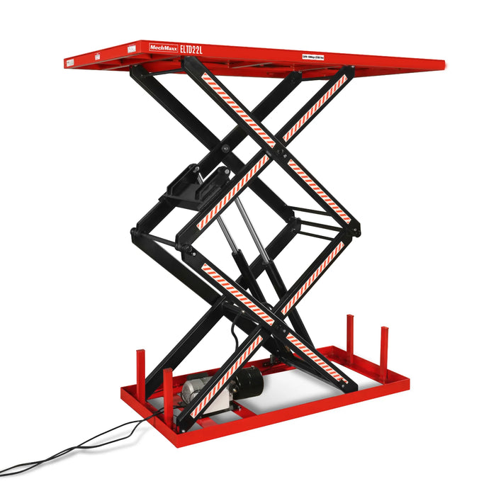 2200 lbs Capacity Stationary Powered Hydraulic Double Scissor Lift Table, 86.6" x 51.2" Platform, 94.5" Lift Height,  UL Certified Motor,  ELTD22L