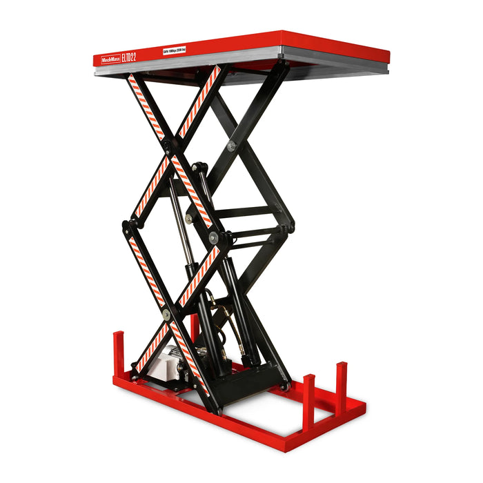 2200 lbs Capacity Stationary Electric Hydraulic Double Scissor Lift Table - 51.2" x 32.3" Platform,  70.1" Lift Height,  UL Certified Motor,  ELTD22