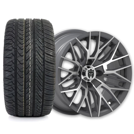 Empire Diablo DGRY 14x7 Wheel with X Comp H/T Tire golf cart wheel and tire