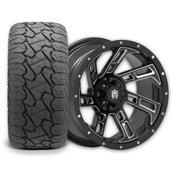 Empire Hook HK2 14x7 Wheel with X Comp Golf X/T Tire golf cart wheel and tire
