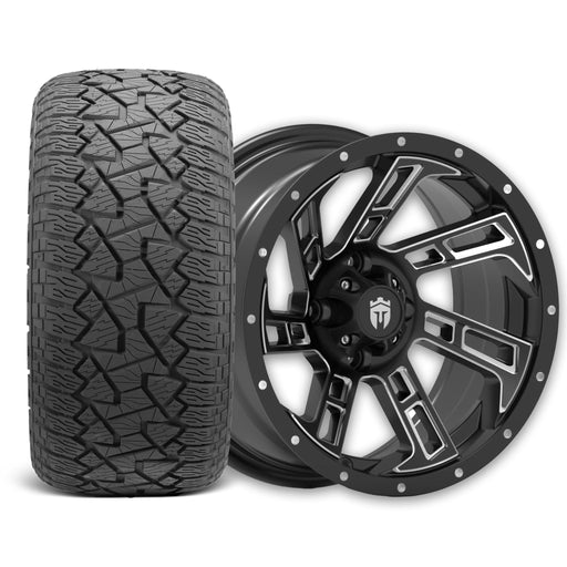 Empire Hook HK2 14x7 Wheel with X Comp Golf A/T Tire golf cart wheel and tire