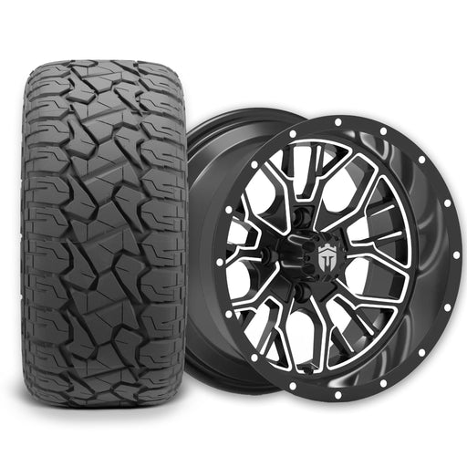 Empire Outlaw O2 14x7 Gloss Black Wheel with X Comp X/T Tire golf cart wheel and tire