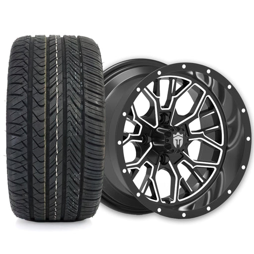 Empire Outlaw O2 14x7 Gloss Black Wheel with X Comp H/T Tire golf cart wheel and tire