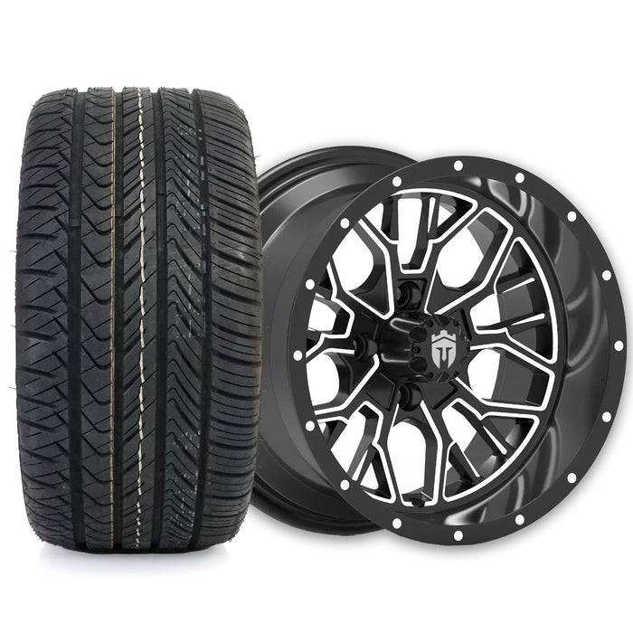 Empire Outlaw O2 14x7 Gloss Black Wheel with X Comp H/T Tire golf cart wheel and tire