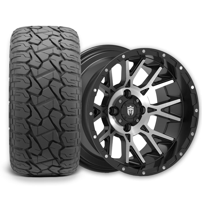 Empire Savage SV3 14x8 Gloss Black Machined Face with X Comp Golf X/T Tire golf cart wheel and tire