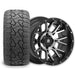 Empire Savage SV3 14x8 Gloss Black Machined Face with X Comp Golf X/T Tire golf cart wheel and tire