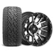 Empire Savage SV3 14x8 Gloss Black Machined Face with X Comp Golf A/T Tire golf cart wheel and tire