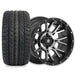 Empire Savage SV3 14x8 Gloss Black Machined Face with X Comp Golf H/T Tire golf cart wheel and tire