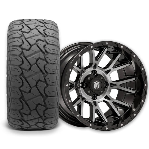 Empire Savage SV6 14x8 Gloss Black Tinted Machined Face Wheel with X Comp Golf X/T Tire golf cart wheel and tire