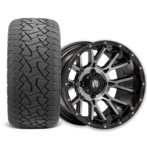 Empire Savage SV6 14x8 Gloss Black Tinted Machined Face Wheel with X Comp Golf A/T Tire golf cart wheel and tire