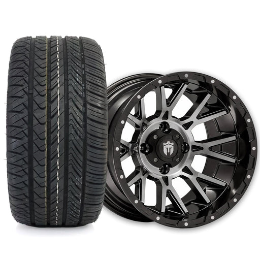 Empire Savage SV6 14x8 Gloss Black Tinted Machined Face Wheel with X Comp Golf H/T Tire golf cart wheel and tire