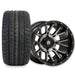 Empire Savage SV6 14x8 Gloss Black Tinted Machined Face Wheel with X Comp Golf H/T Tire golf cart wheel and tire