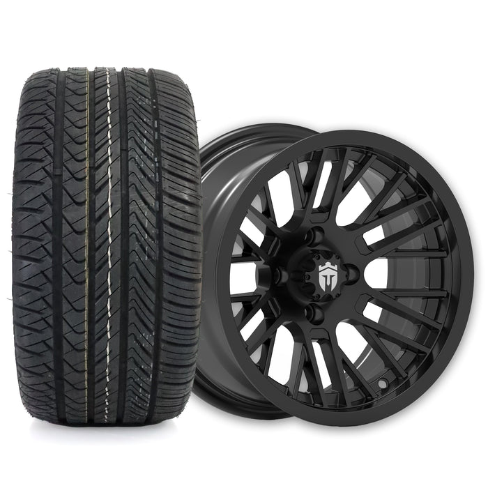 Empire Switch SWGB 14x7 Gloss Black with X Comp Golf H/T Tire golf cart wheel and tire