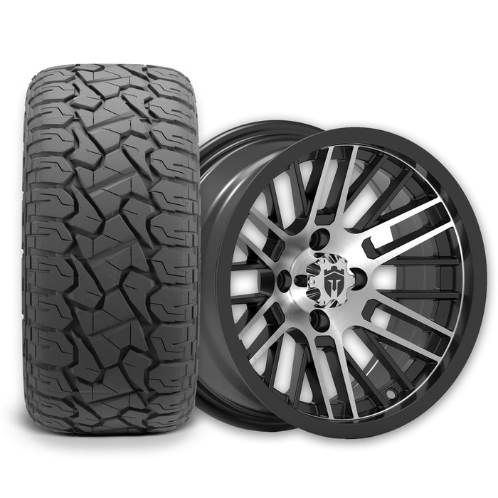 Empire Switch SWGB3 14x7 Gloss Black Machined with X Comp Golf X/T Tire golf cart wheel and tire