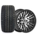 Empire Switch SWGB3 14x7 Gloss Black Machined Face with X Comp Golf H/T Tire golf cart wheel and tire