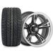 Empire Rodder RD1 14x7 Black Polished Wheel with X Comp Golf H/T Tire golf cart wheel and tire
