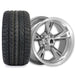 Empire Rodder RD4 14x7 Charcoal Machined Wheel with X Comp Golf H/T Tire golf cart wheel and tire