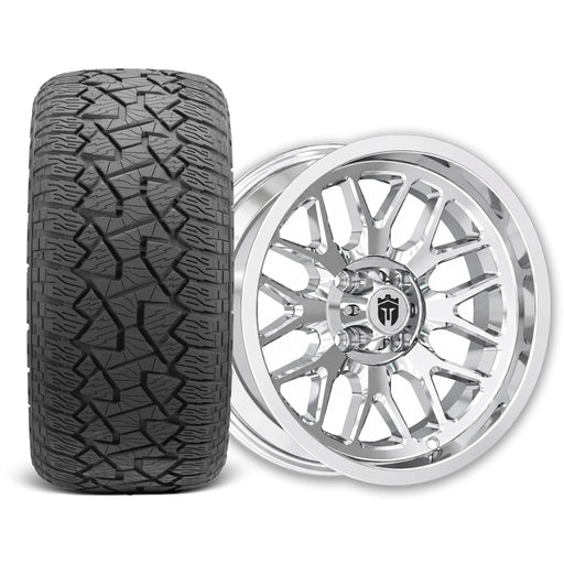 Empire Crown C4 15x7 Chrome Wheel with X Comp Golf A/T 23x10R15 Tire golf cart wheel and tire