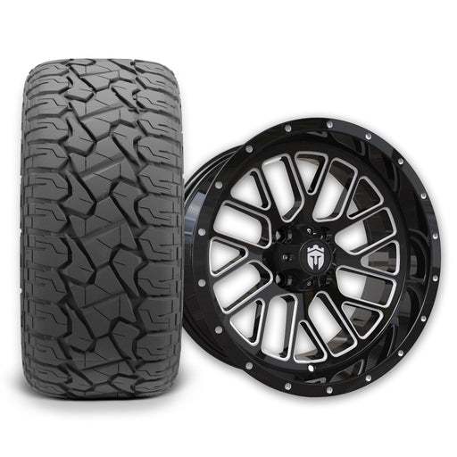 Empire Knight K2 15x7 Gloss Black Wheel with X Comp X/T Tire golf cart wheel and tire