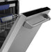 Close-up of the Empava EMPV-24BDW51 dishwasher door edge with top controls and towel-bar handle