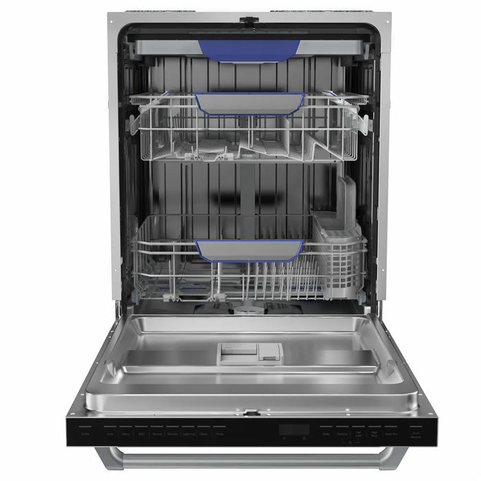 Empava 24 inch dishwasher EMPV-24BDW51, front view with door open showing all three racks