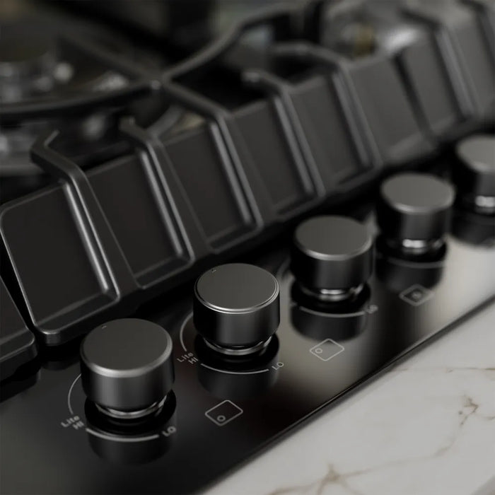 Close-up of a control knob on the Empava EMPV-30GC26-GX gas cooktop