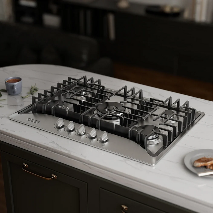 Empava EMPV-30GC5B70C-GX built-in gas cooktop in a kitchen setting, lifestyle view