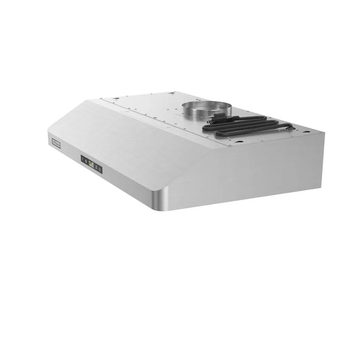 Empava EMPV-30RH16F under cabinet range hood, angled top view showing the slim profile