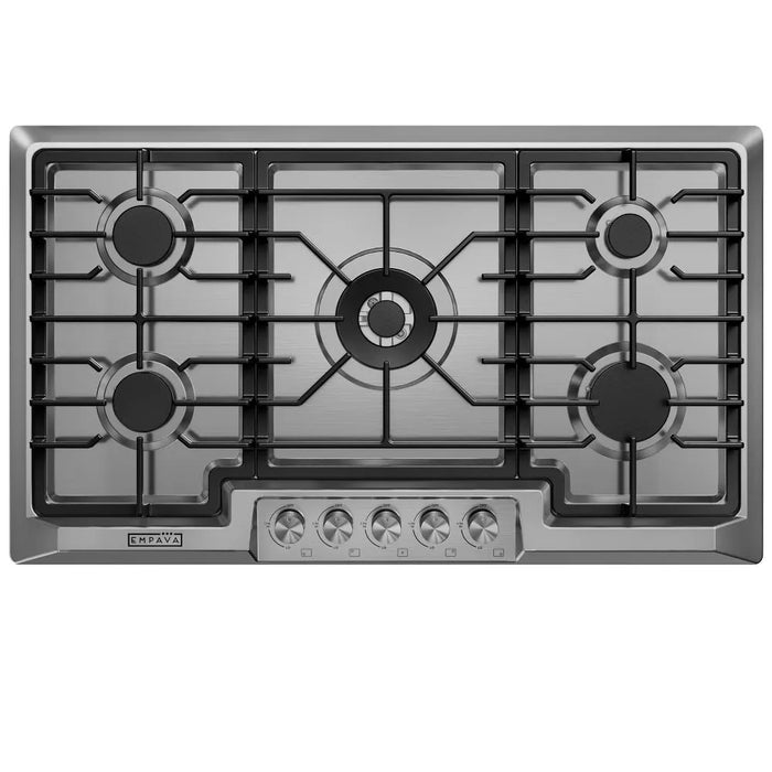 Empava EMPV-36GC23-GX 36 inch built-in gas cooktop in stainless steel with 5 burners