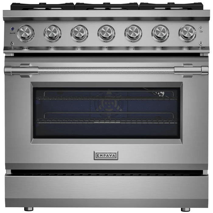 Empava EMPV-36GRX52 36 inch slide-in gas range with 6 burners and a convection oven