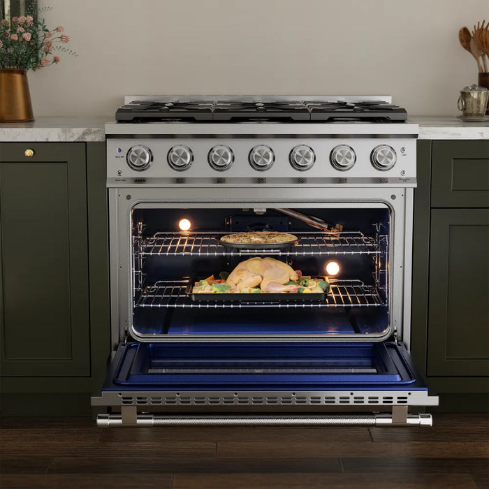 Empava 36 inch gas range EMPV-36GRX52, freestanding or slide-in installation, NG/LPG