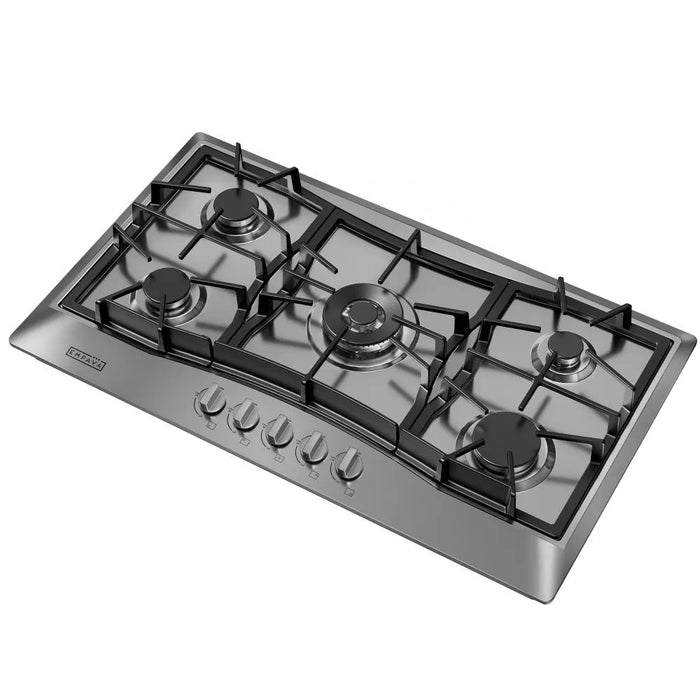 Empava 36 inch stainless steel gas cooktop EMPV-36GC61-GX, 51000 BTU total, NG/LPG
