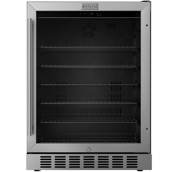 Empava EMPV-BR06S 24 inch built-in beverage refrigerator with glass door, stainless steel