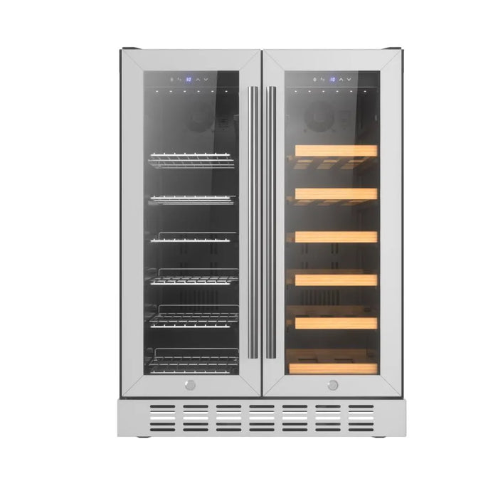Empava EMPV-BR07D 24 inch dual zone wine and beverage cooler in stainless steel