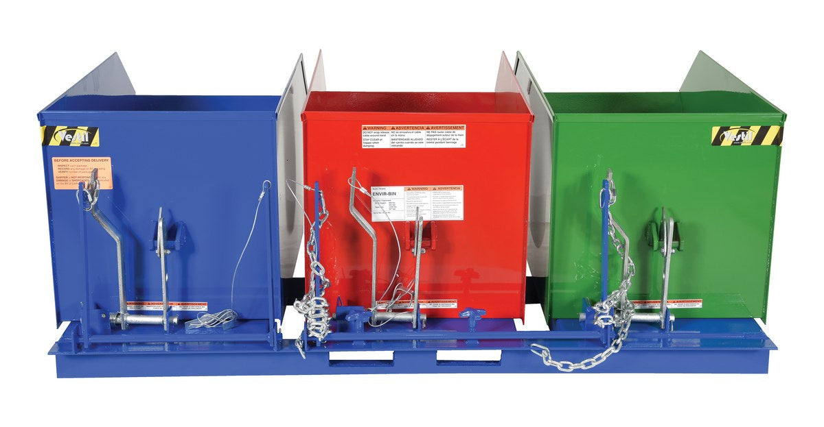 Vestil ENVIR-BIN steel triple bin recycling hopper - view 4